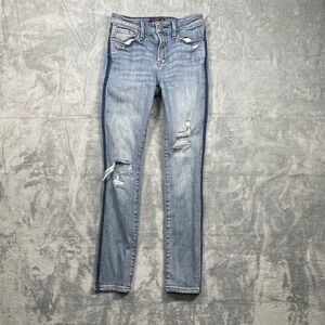 Abercrombie Fitch Harper Low Rise Ankle Jeans Light Wash Distressed Size 24